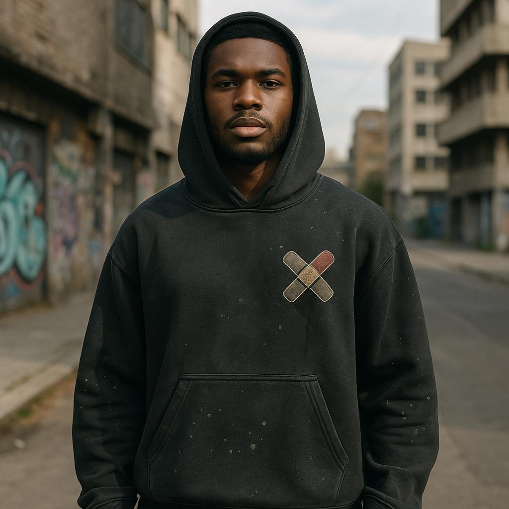 Vintage Wash Frayed Fleece Hoodie - 360 GSM